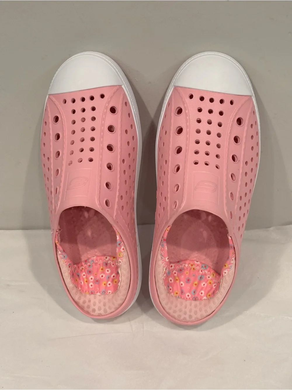 Skechers Pink Slip-On Casual Shoe with White Accents